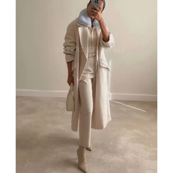 Zara * faux fur knit cardigan Cream Blue - Picture 2 of 15